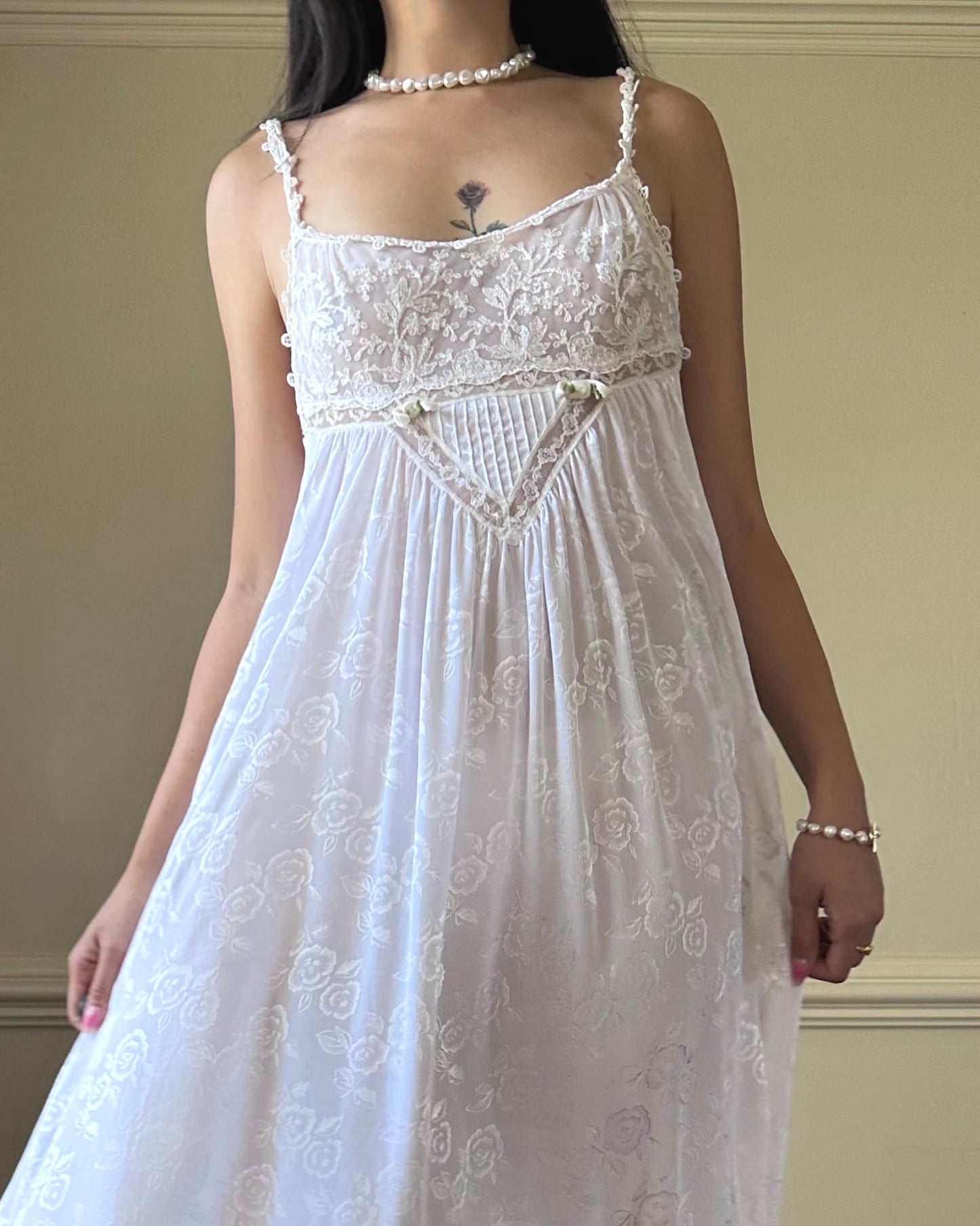 Vintage Christian Dior’s Ethereal Maxi Dress featuring Semi Sheer Pleated Skirt