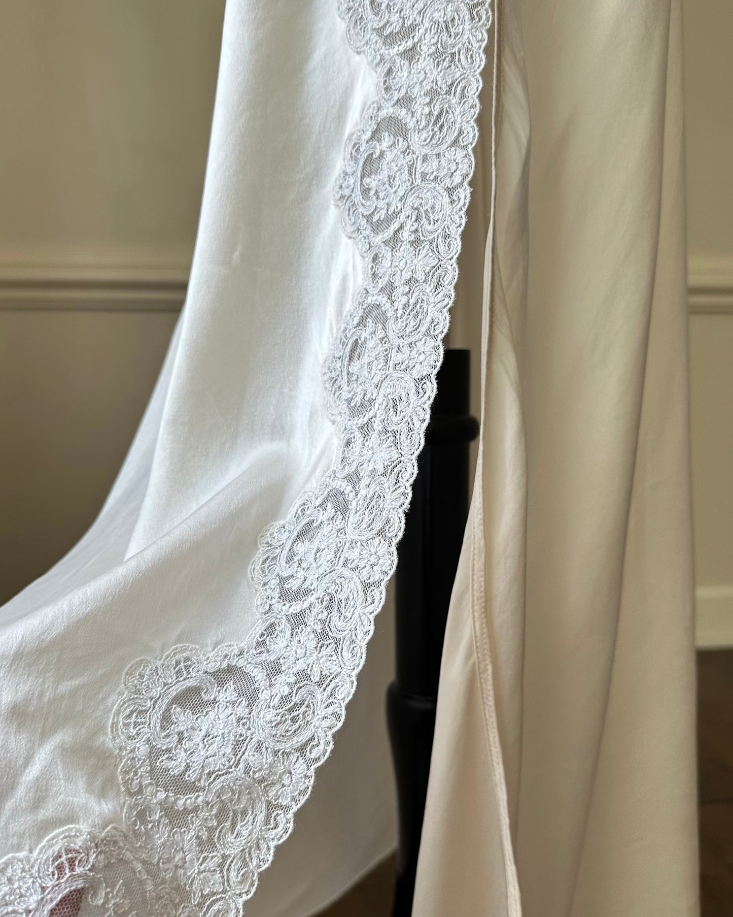 Maxi Bridal Slip Dress in Vintage Creamy featuring Lace Embroidery