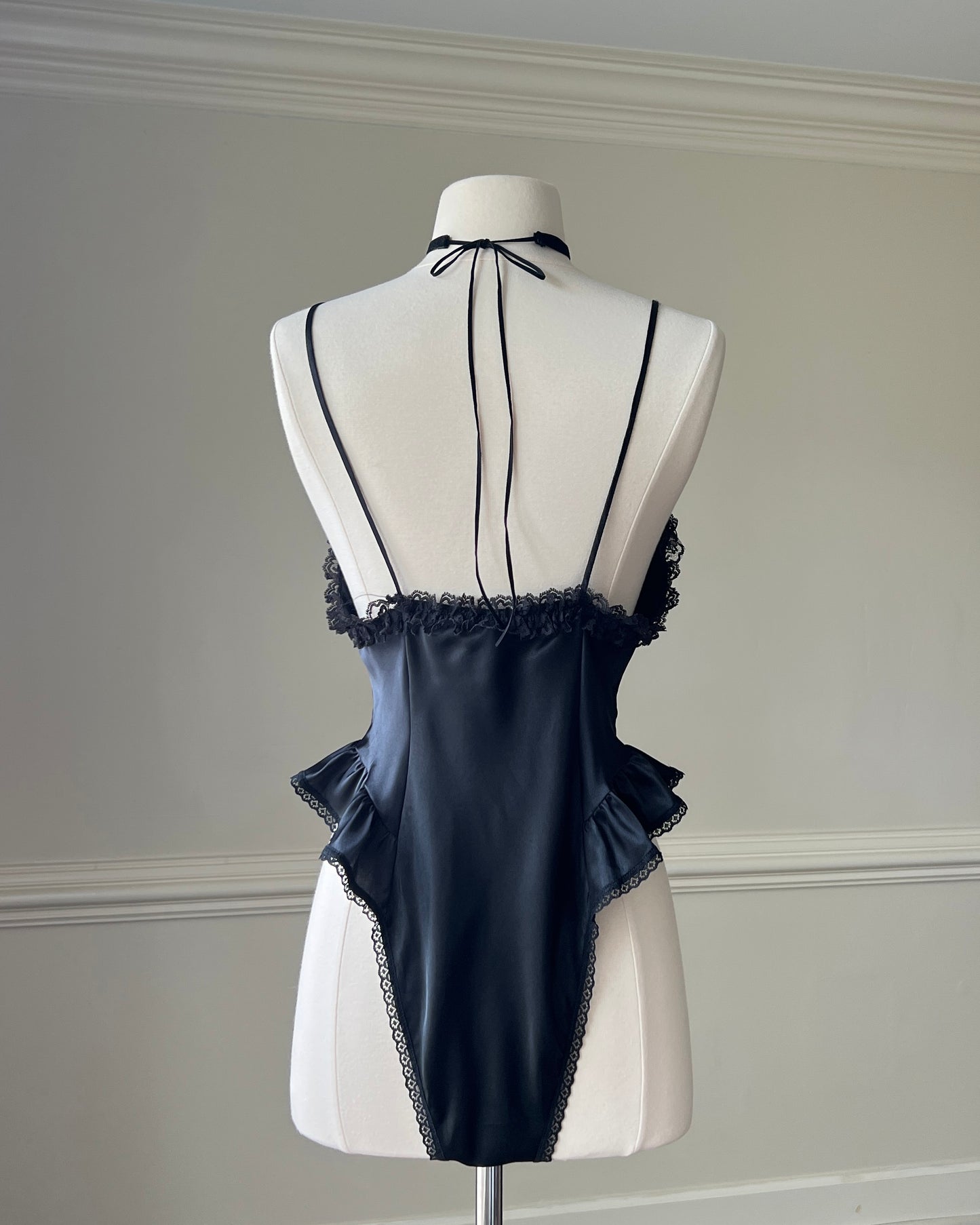 Sexy Delicate's Bodysuit featuring Laced Bodice Cutout with Floral Embroidery