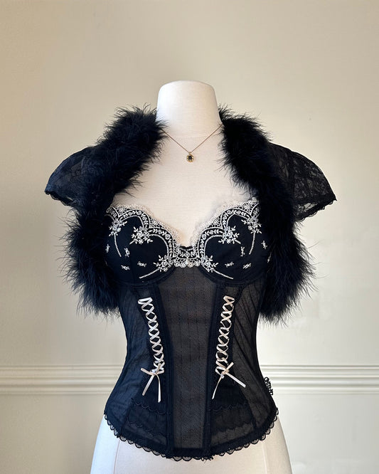 Sophisticated sheer Lace Cropped Cardigan