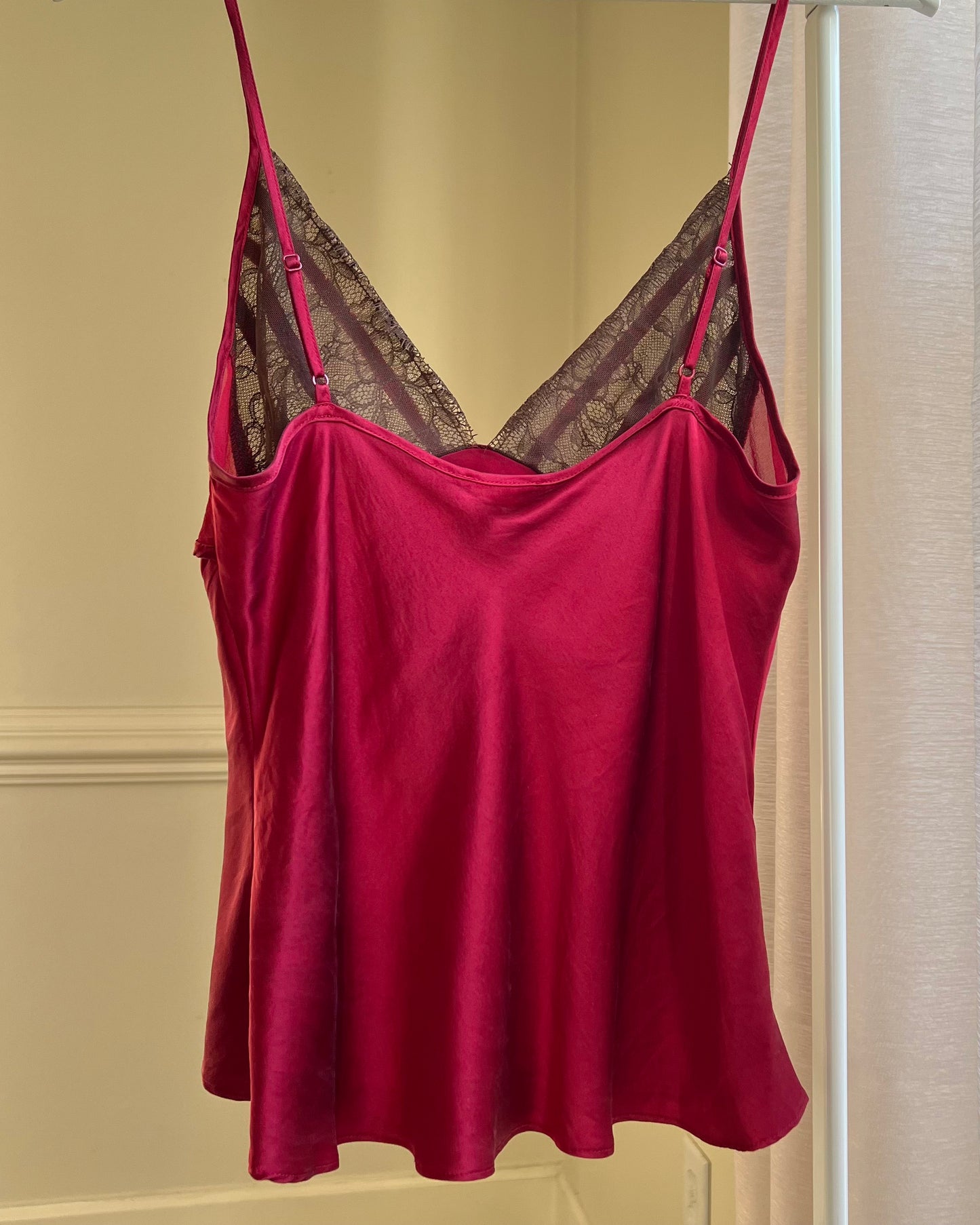 Victoria’s Secret Silk Camisole with Sheer Black Lace Cups