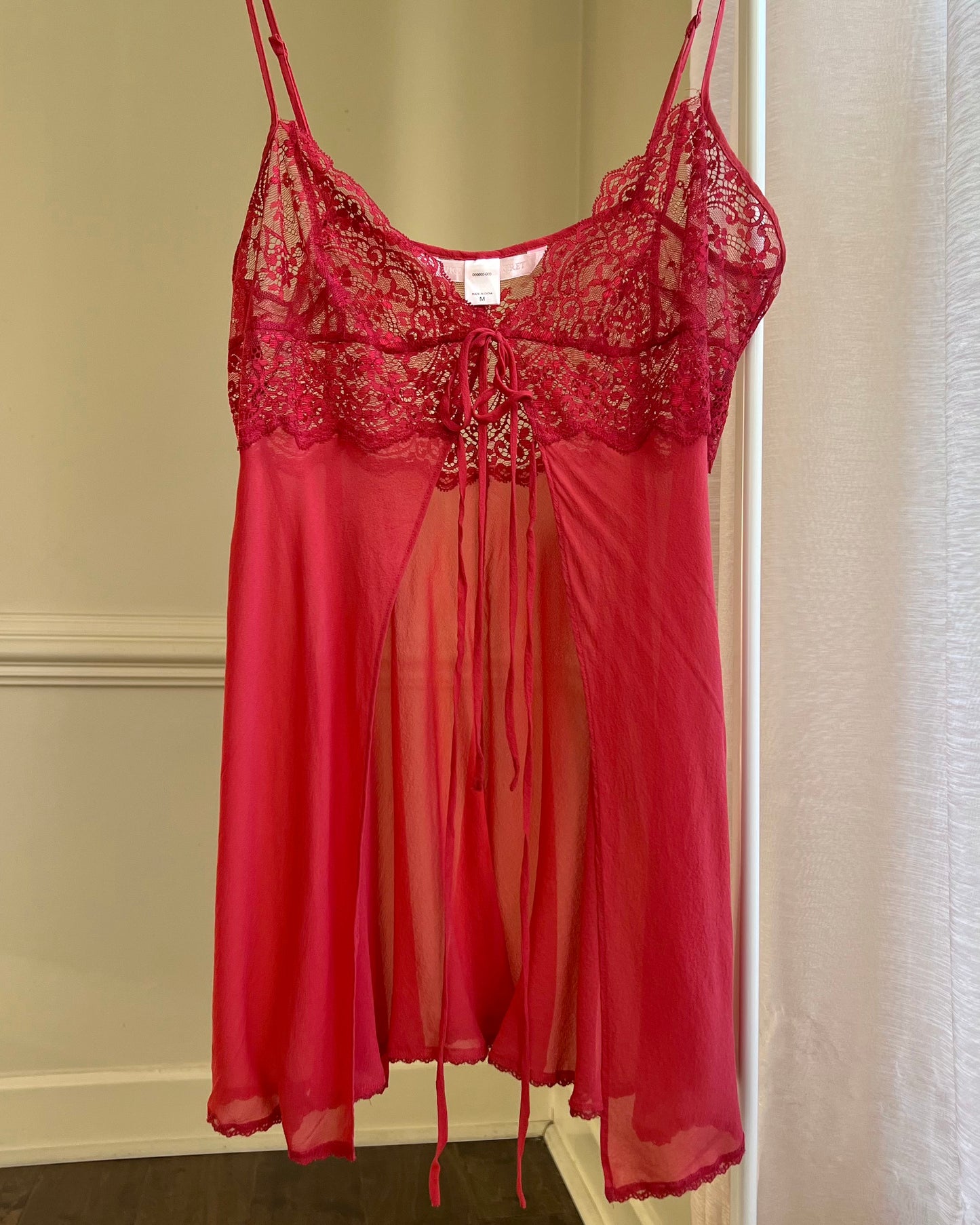 Victoria’s Secret Silky Sheer Slip Dress with Intricate Paisley Lacing at Bustier