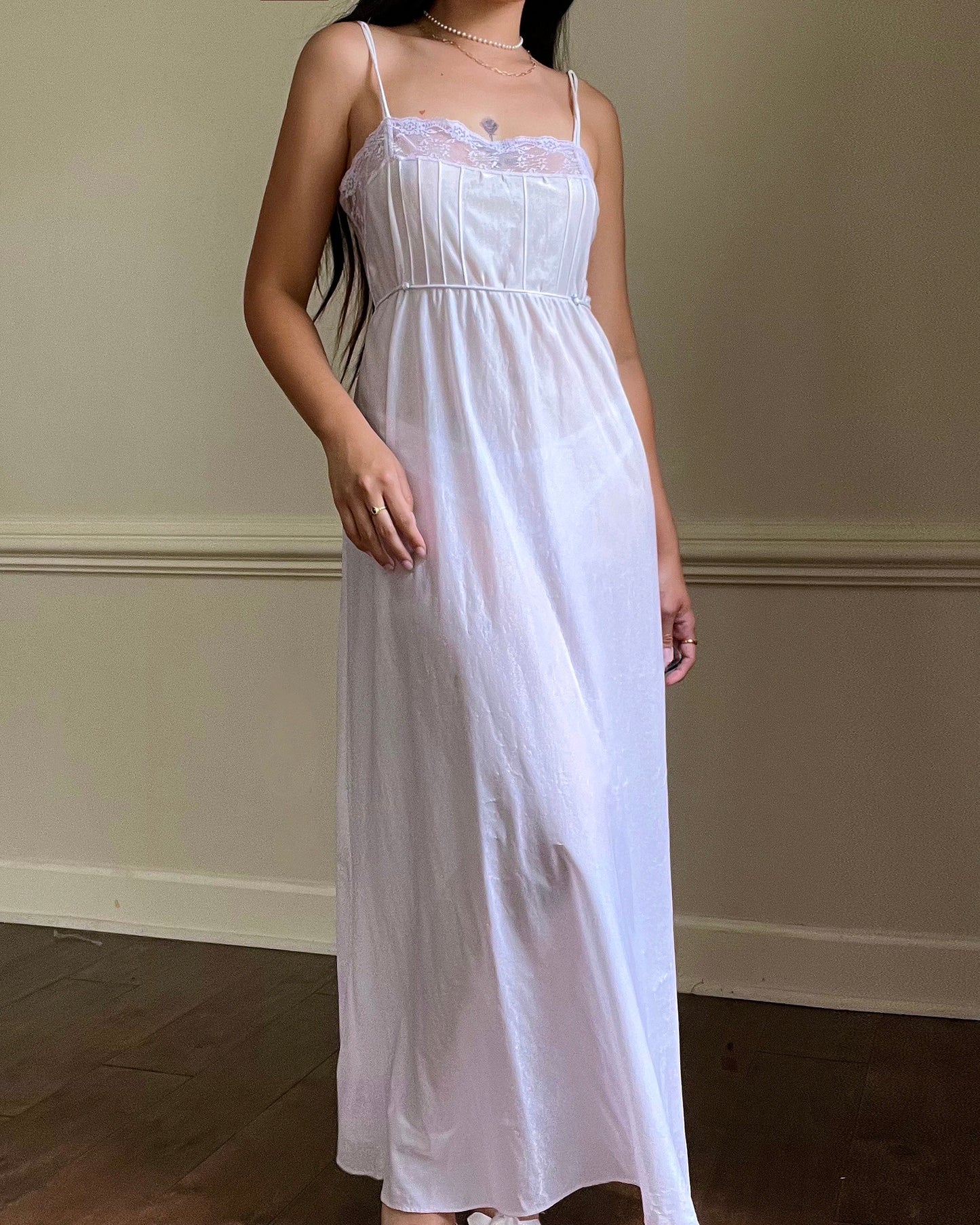 1930's Vintage Light Purple Babydoll Sheer Dress with Lace Trim