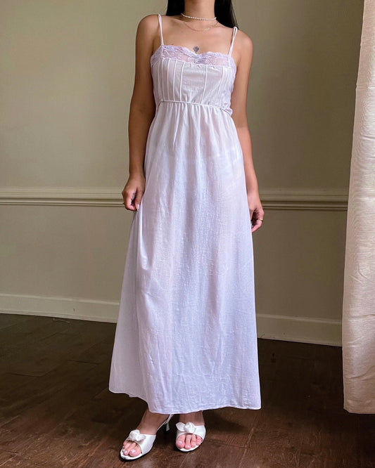 1930's Vintage Light Purple Babydoll Sheer Dress with Lace Trim