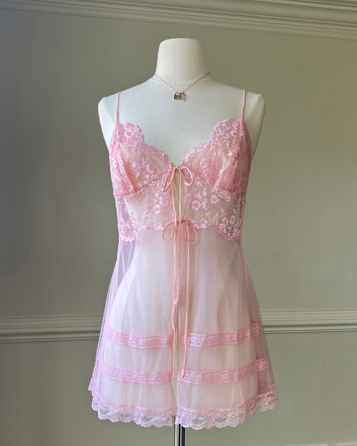 Sheer Victoria's Secret Cherry Blossoms Open Top Slip Dress