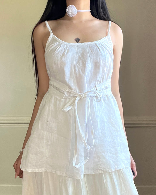 Hard Linen Top featuring Double Waist Linings