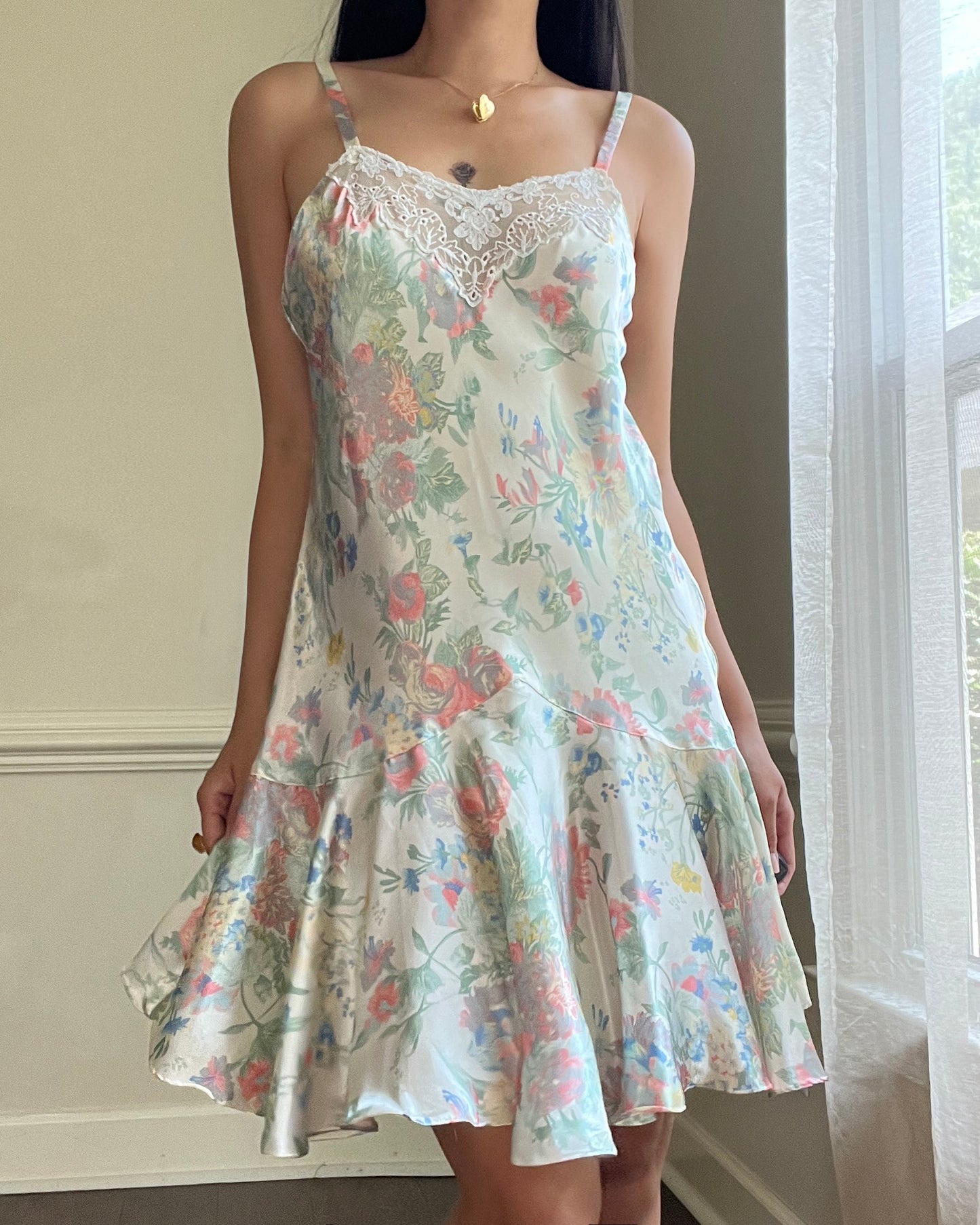 Victoria’s Secret Special Midi Dress featuring Spring Floral Prints on Satin Fabric