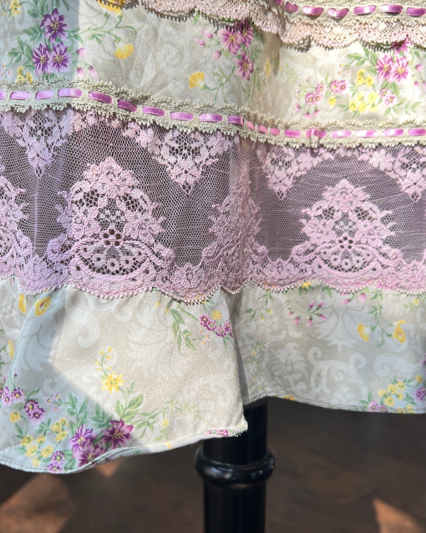 Sage Green Victorian inspired Midi Dress featuring Vintage Brocade Pattern