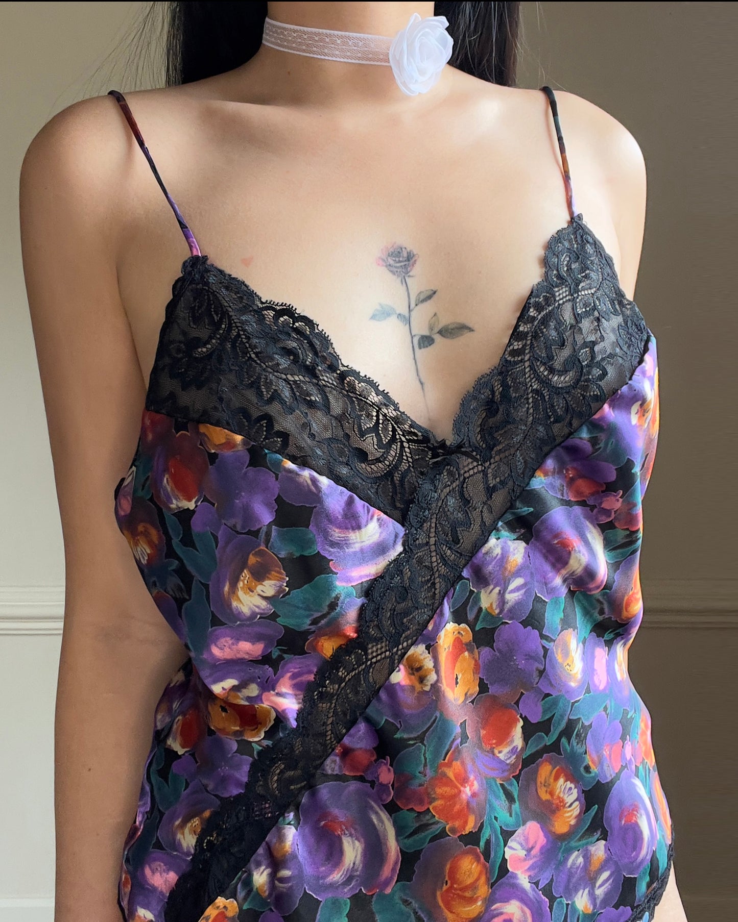 Vibrant Watercolor Roses Satin Matching in Violet Purple Set