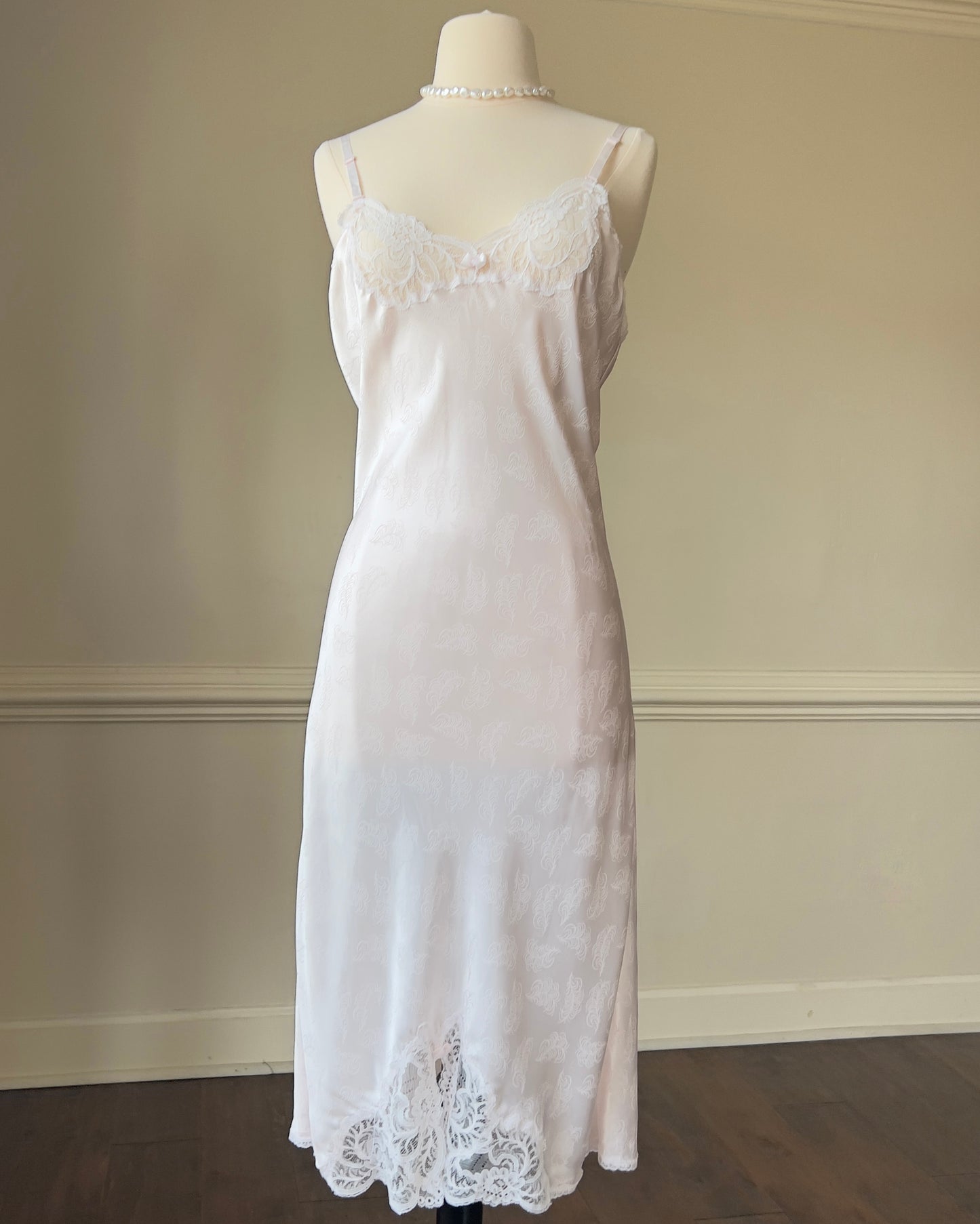Vintage Barbizon Milky Pink Slip featuring Lace Bustier and Skirt Detail