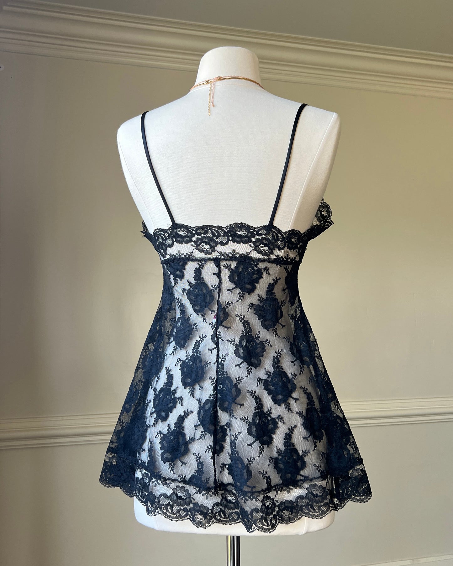 Fairycore Completely Sheer Cami Top featuring Rosette Embroidery