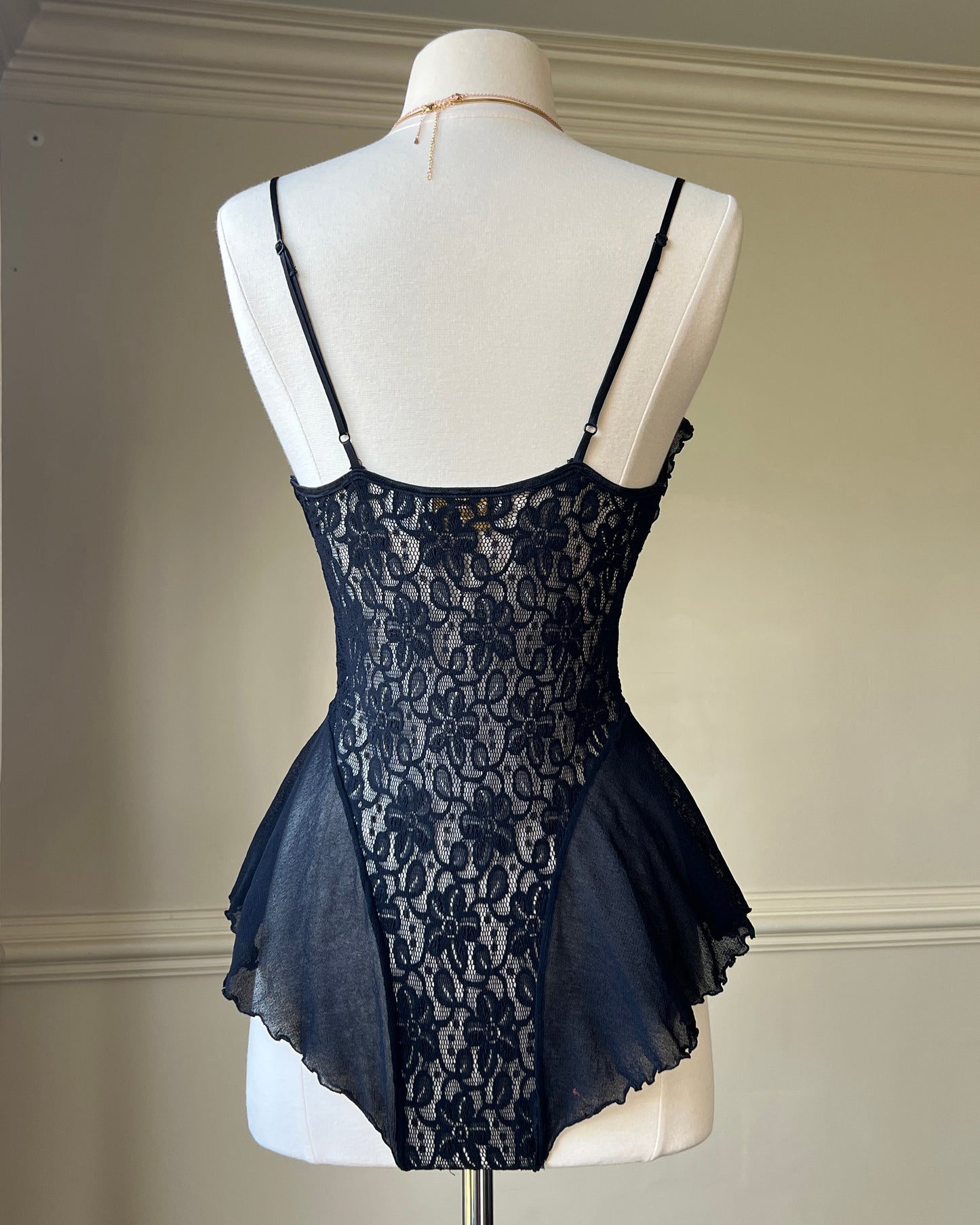 Victoria’s Secret Vintage 80s Sultry Bodysuit featuring Floral Embroidery Bodice