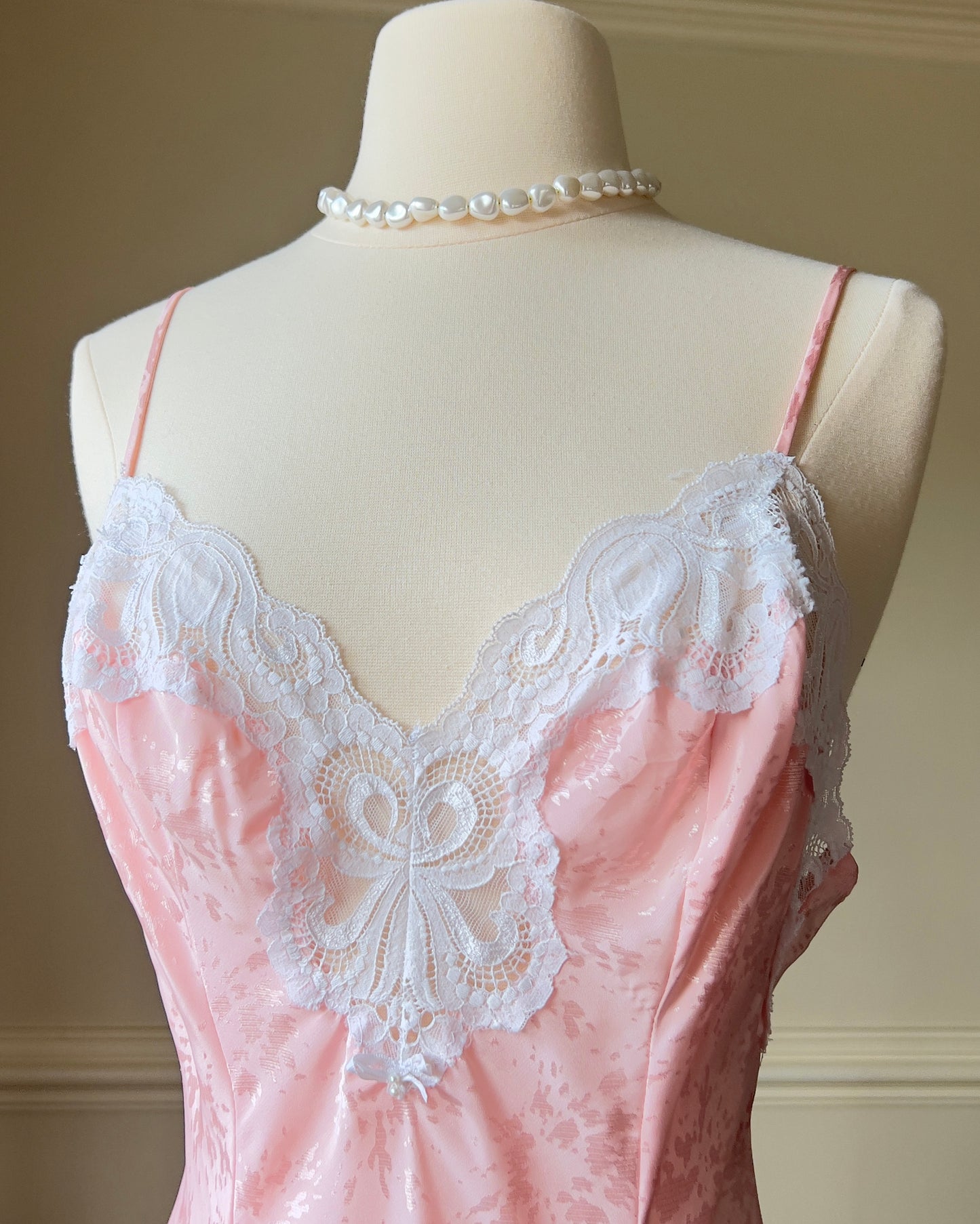 Baby Blushed Bodysuit featuring Lace Trimmings Detail with Embossed Patterned Fabric