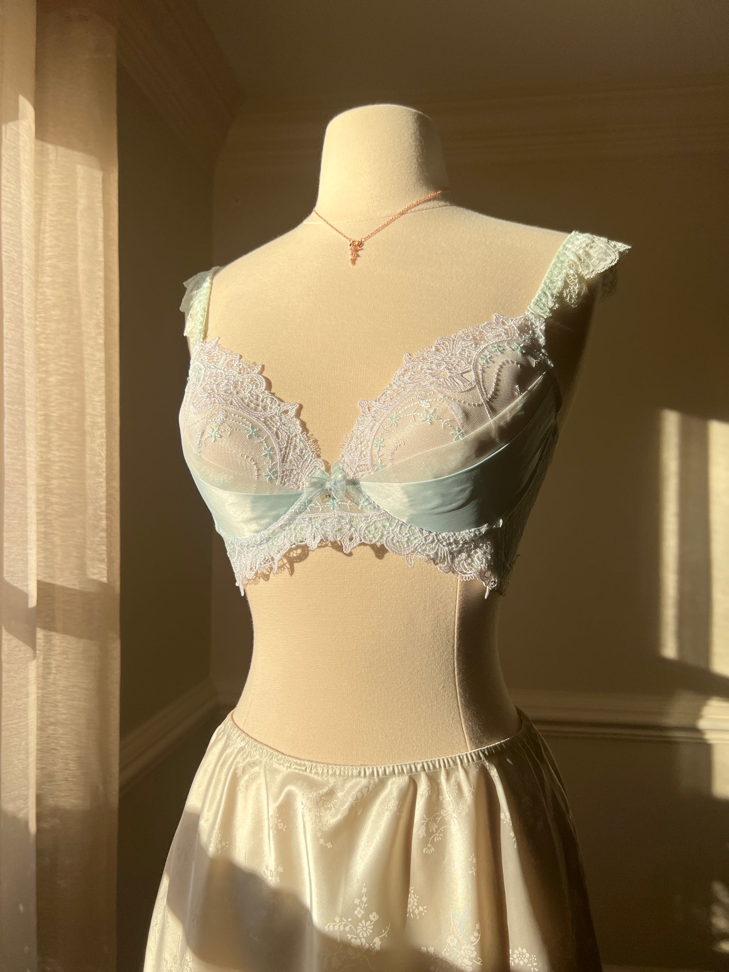 Mermaidcore Bustier Bra featuring Laced Details and Polka Dots Fabric