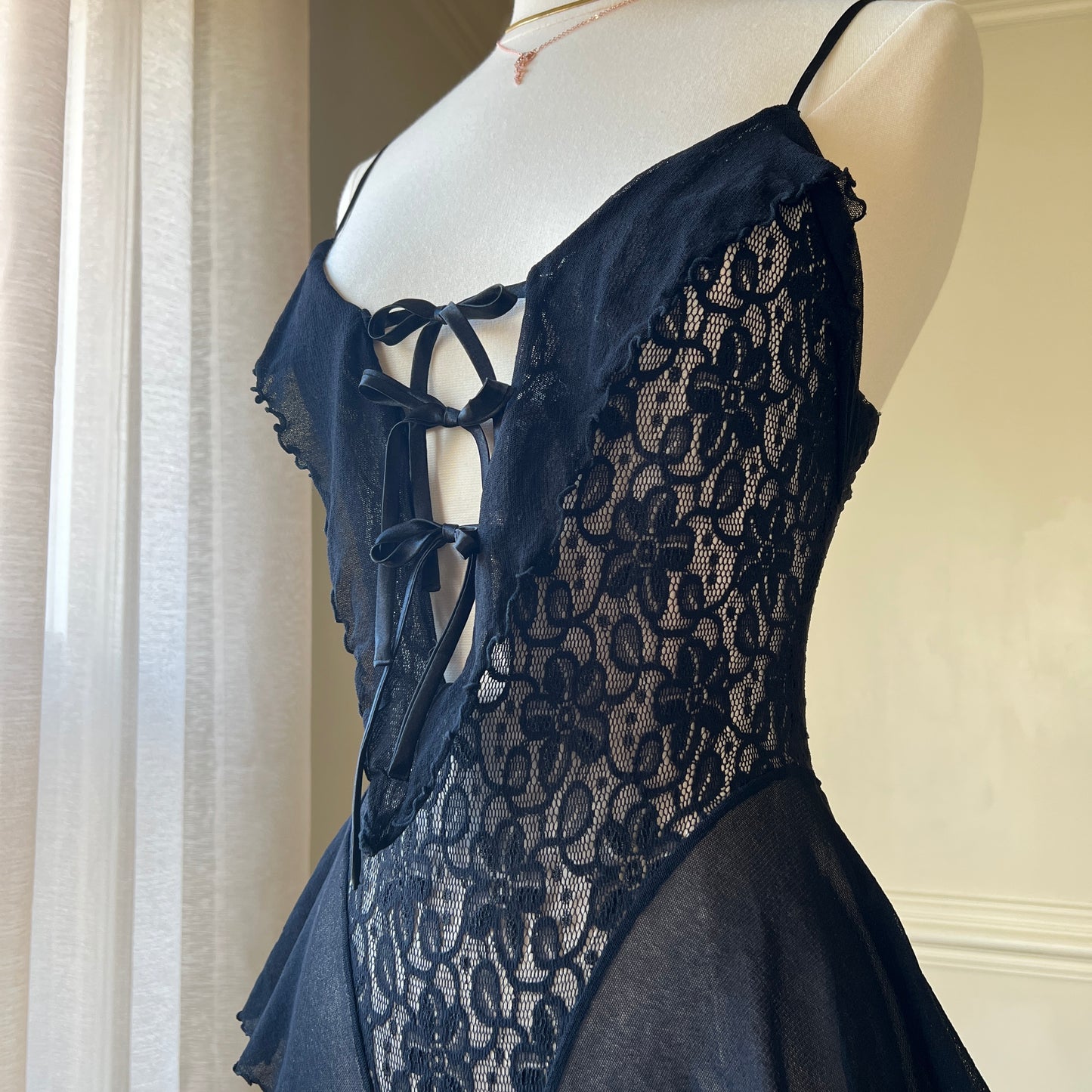 Victoria’s Secret Vintage 80s Sultry Bodysuit featuring Floral Embroidery Bodice