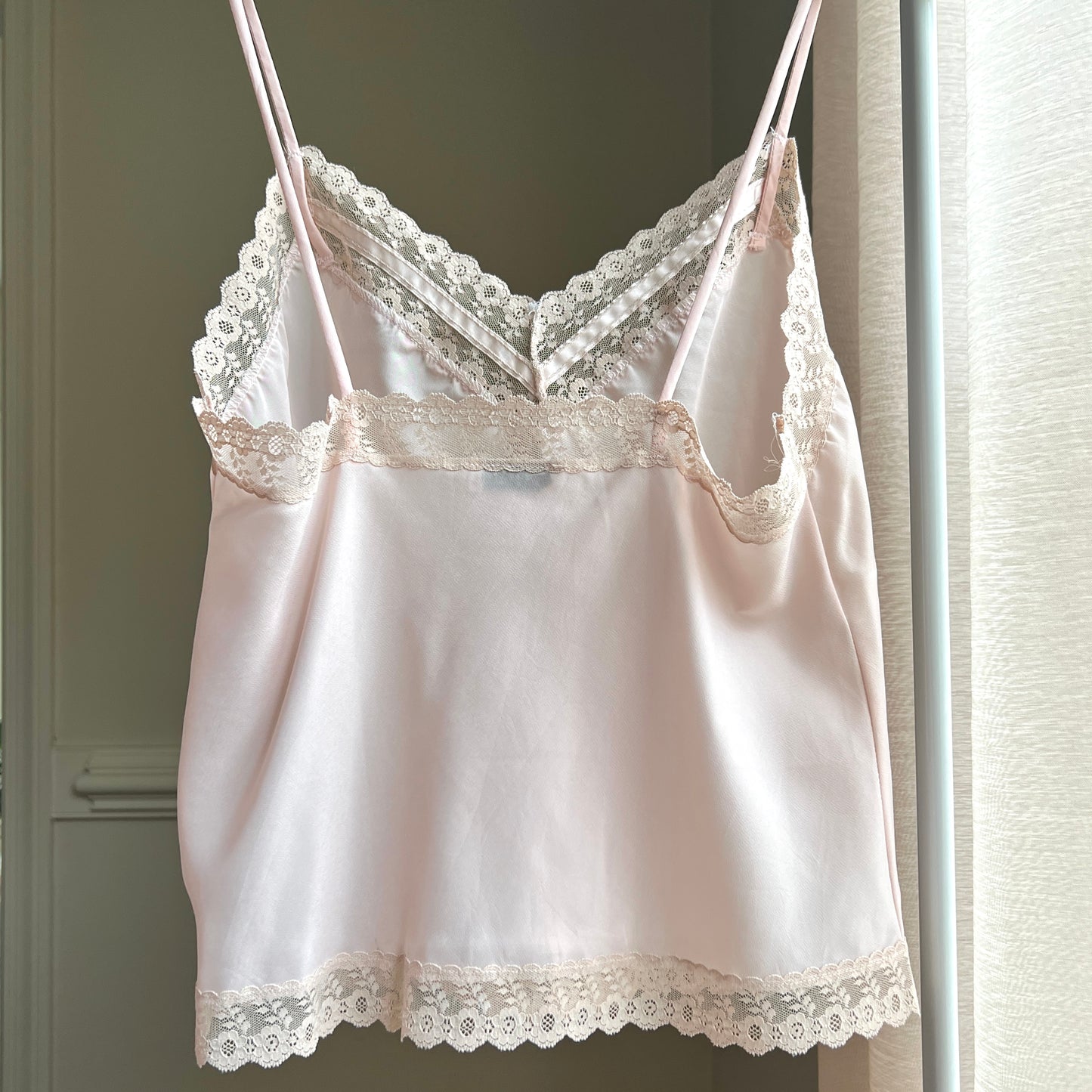 Vintage Christian Dior’s Satin Cropped Camisole featuring Floral Lace Lining