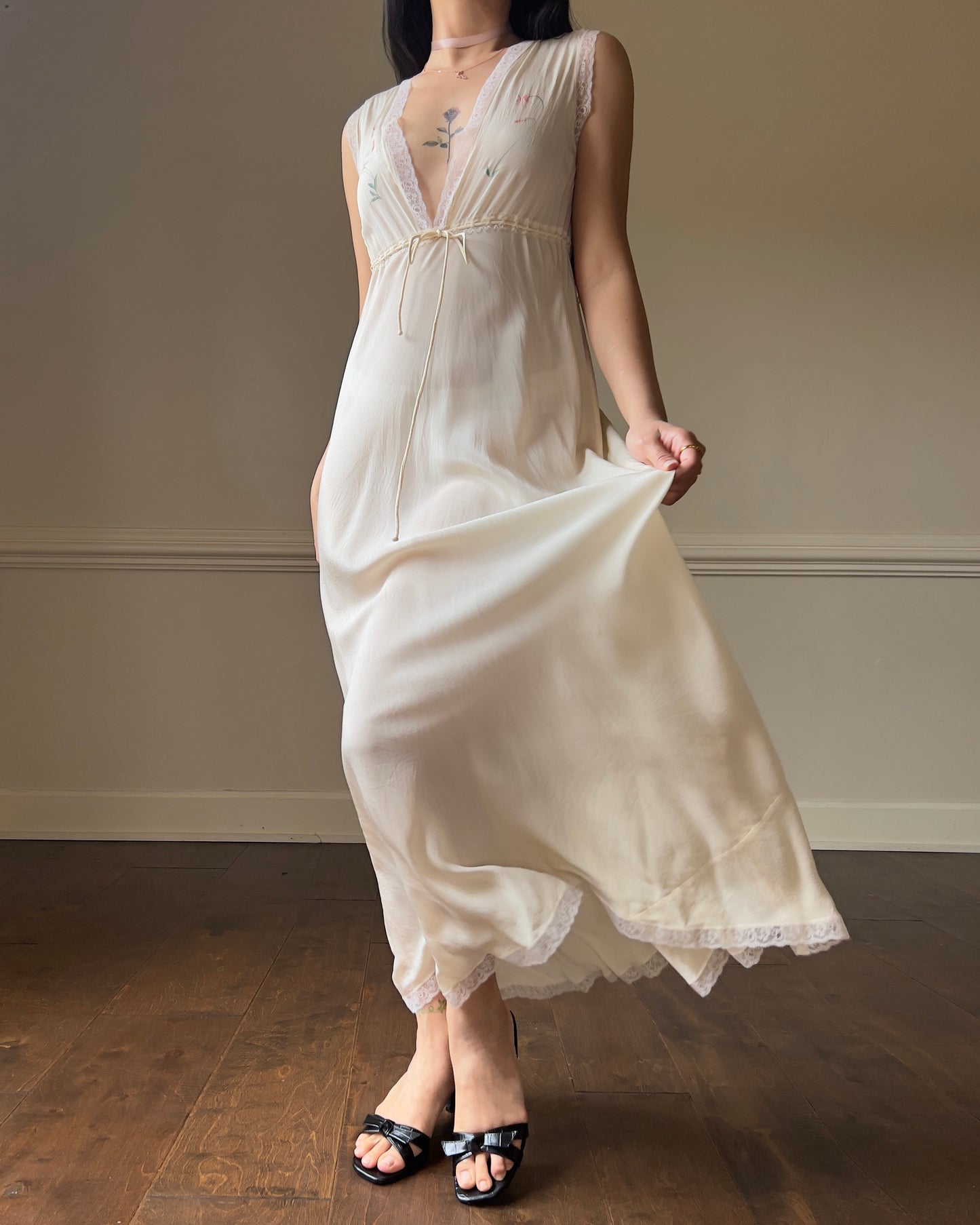 Christian Dior’s ethereal sheer maxi dress in vintage creamy