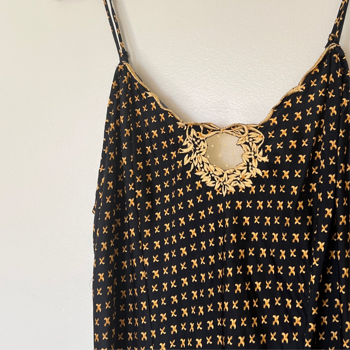 RARE Victoria’s Secret brocade slip dress featuring floral wreath embroidery