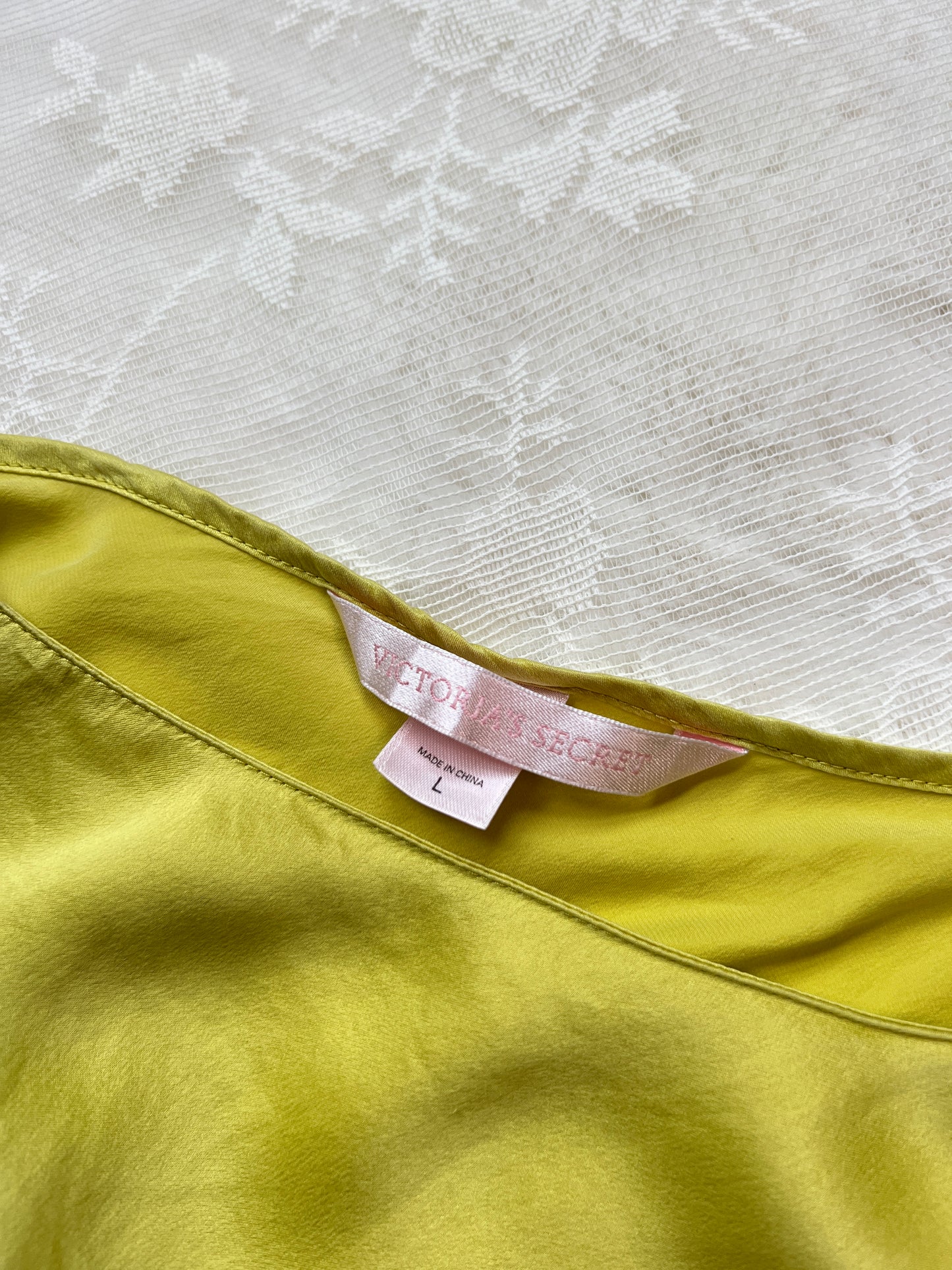 Unique Lime Green Victoria’s Secret Silk Slip Dress