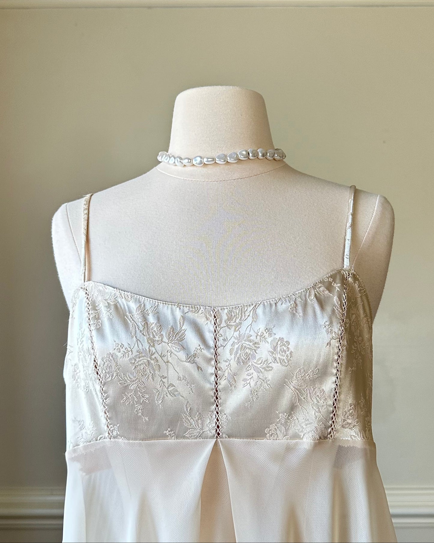 Victoria’s Secret Babydoll Vintage Beige Slip Dress featuring Rosette Embossing Bustier