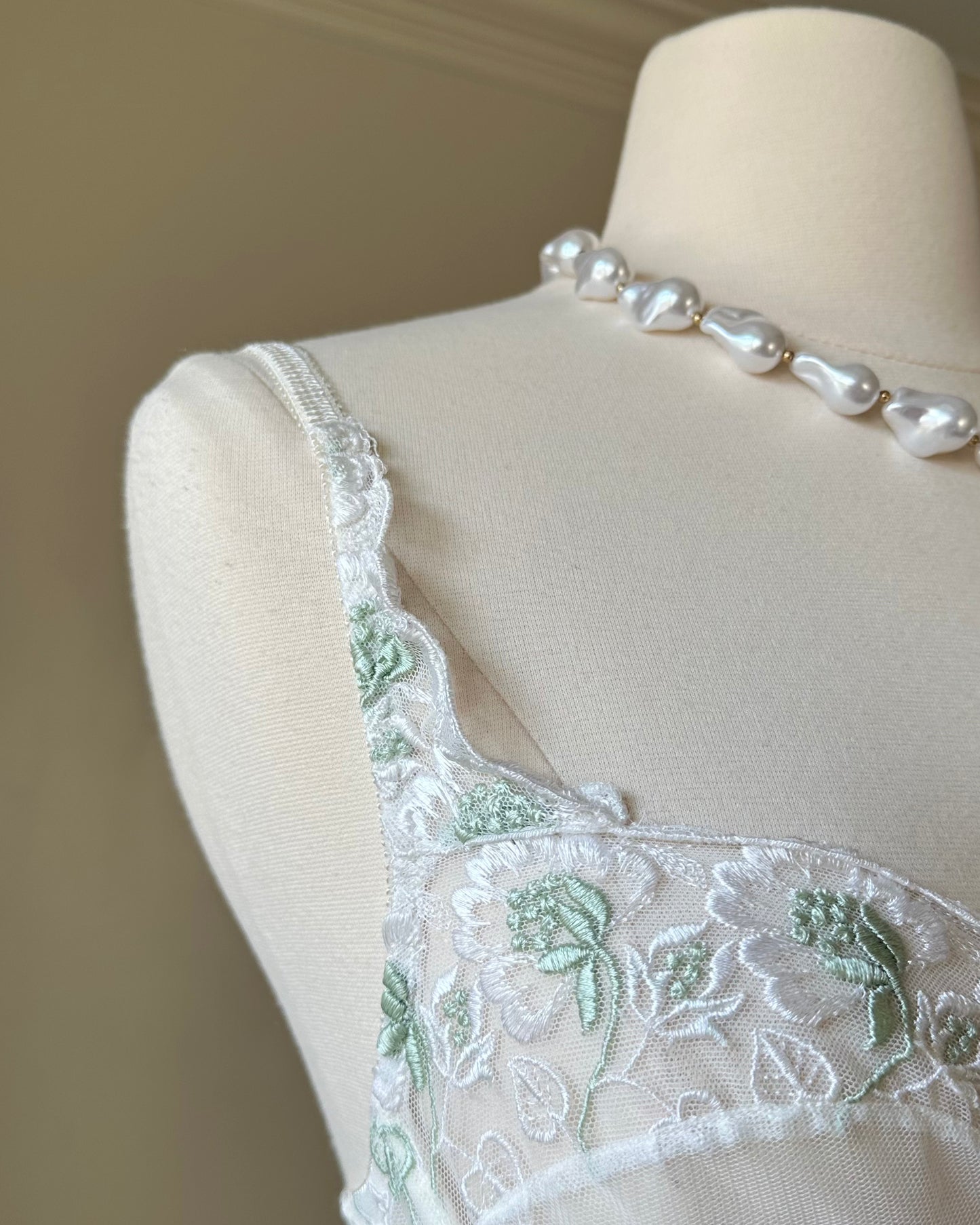 Vintage Victoria’s Secret baby doll slip in sheer ivory mesh