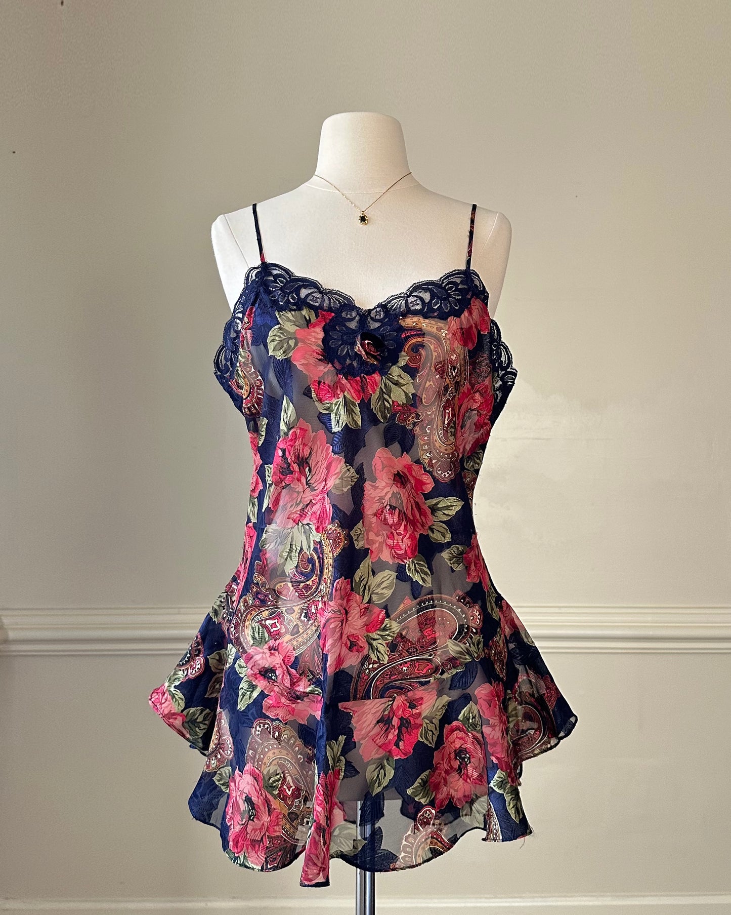 Victoria’s secret sheer floral slip dress featuring overlapping paisley