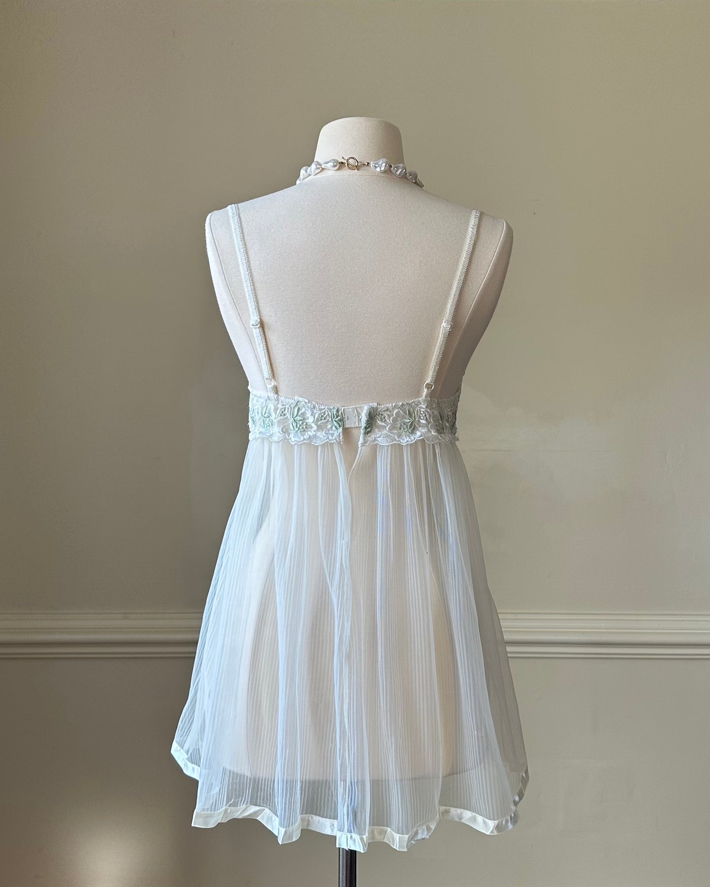 Vintage Victoria’s Secret baby doll slip in sheer ivory mesh