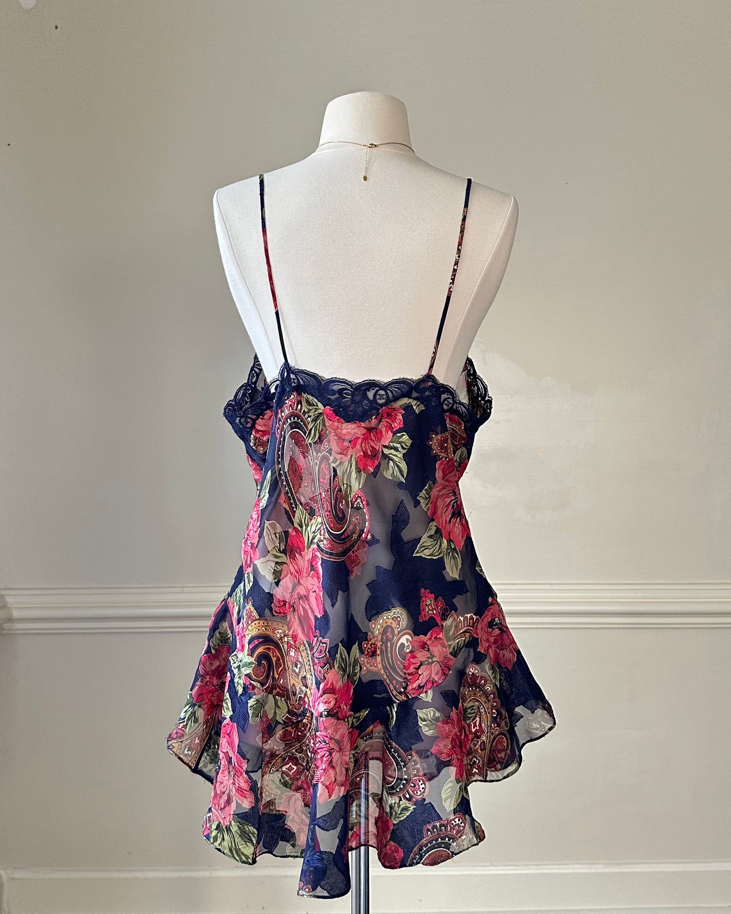 Victoria’s secret sheer floral slip dress featuring overlapping paisley