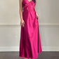 Vintage Dior maroon satin maxi dress featuring paisley embroidery bust