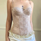 Gorgeous Victorian Bustier Underwired Corset In Nude Tan with Floral Embroidery