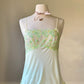 Fairycore soft green camisole featuring leaves and floral embroidered bust