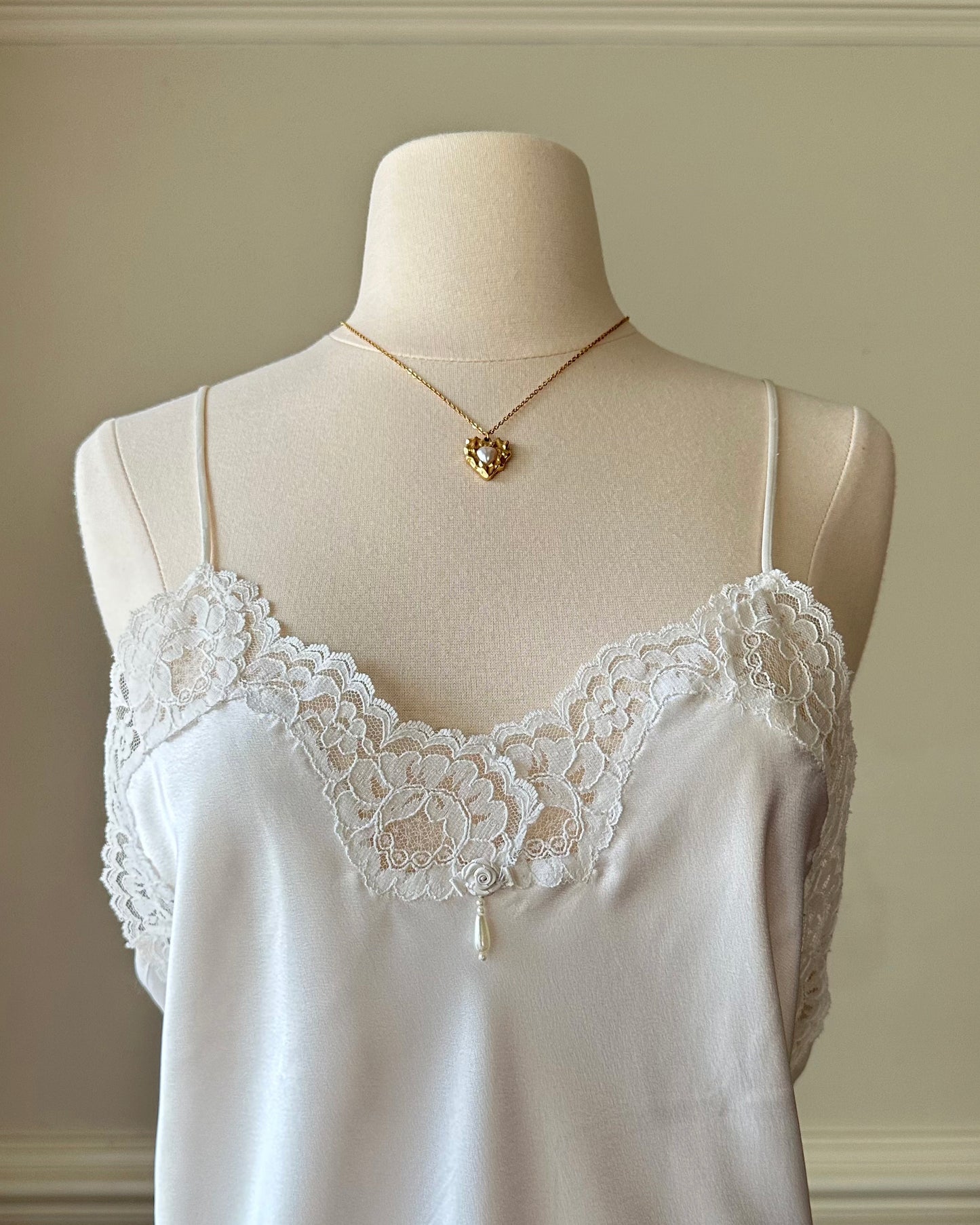 Vintage Pearl White Slip Dress featuring Beautiful Mermaid Tail Skirt