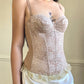 Gorgeous Victorian Bustier Underwired Corset In Nude Tan with Floral Embroidery