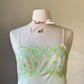 Fairycore soft green camisole featuring leaves and floral embroidered bust