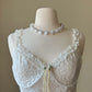 Vintage ivory lace slip dress with a romantic allover floral pattern