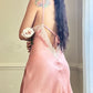 Victoria’s Secret Sunset Pink Silk Slip Dress featuring Floral Embroidery Cup