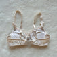 Vintage white Japanese brassiere featuring adorable bows embroidery