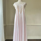 Romantic Soft Pink Satin Maxi Dress with Vintage Floral Overlay