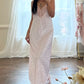 Elegant Soft Pink Maxi Dress featuring Luxurious Satin Fabric Embossed