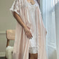 Vintage Dior Powder Pink Satin Robe featuring Brocade Lace Embroidery Sleeves