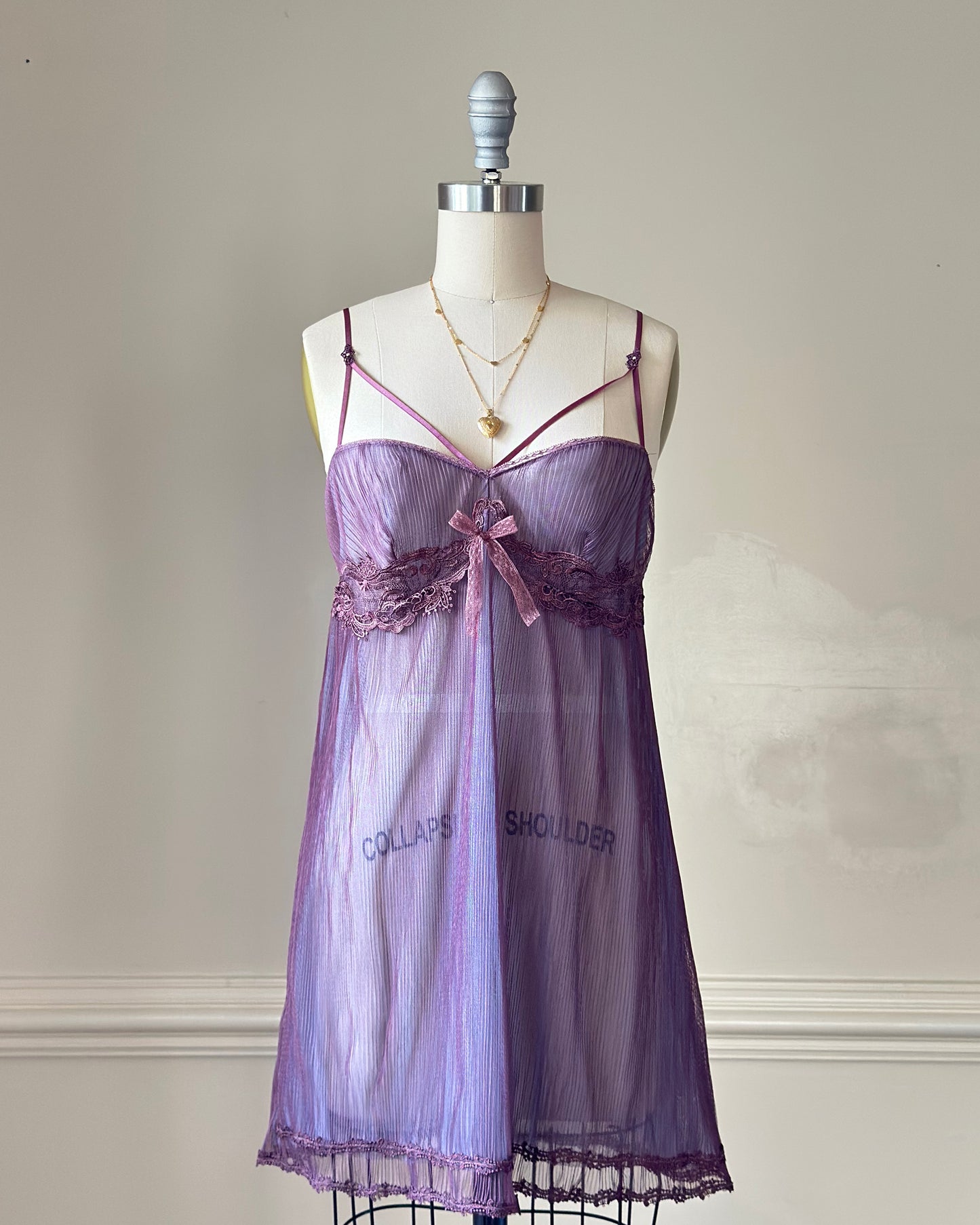 Vintage dusty plum babydoll slip dress