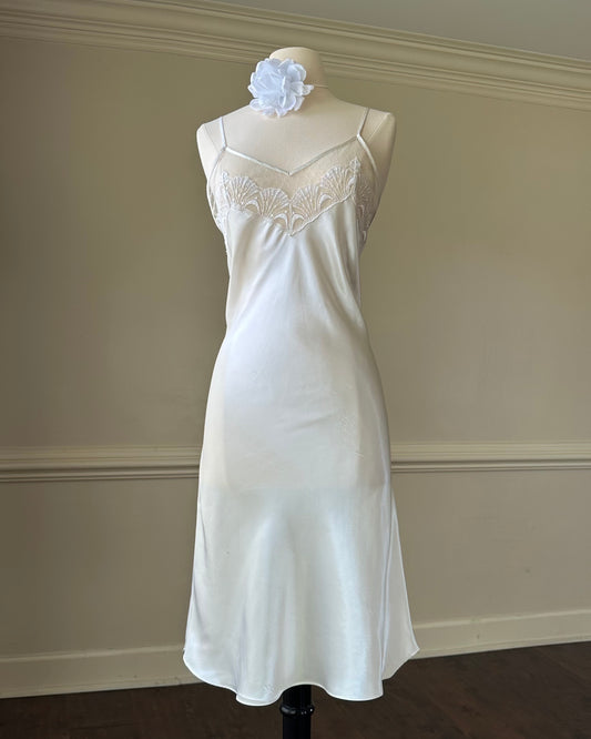 Victoria’s Secret Soft Satin Silk Midi Dress in Pearl White