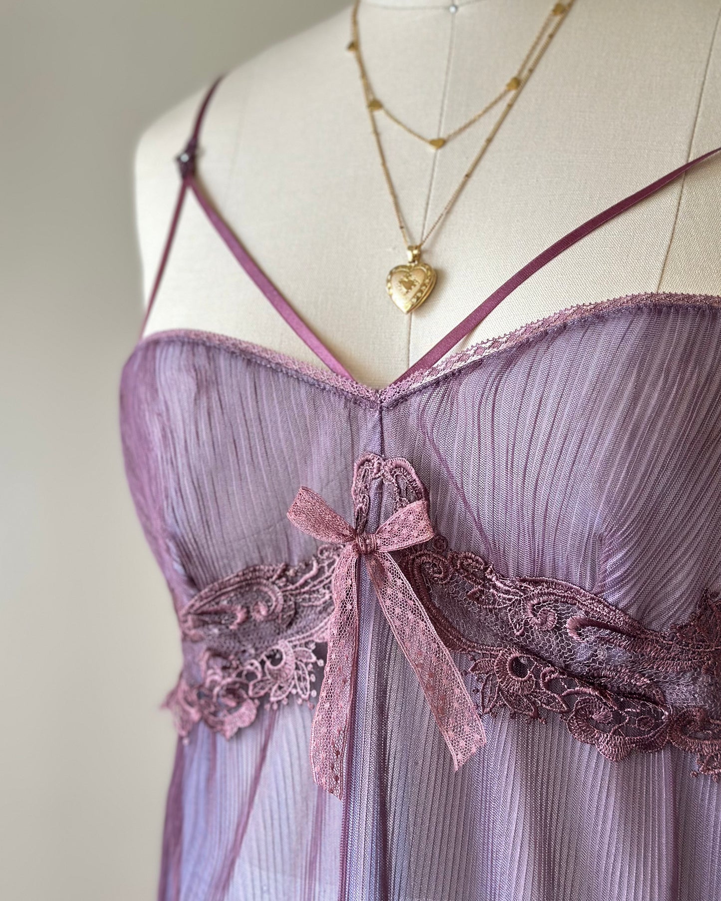 Vintage dusty plum babydoll slip dress