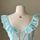 Vintage Alana Gale powder blue ruffle teddy bodysuit