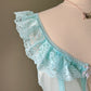 Vintage Alana Gale powder blue ruffle teddy bodysuit