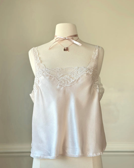 Soft pearl pink cropped satin camisole