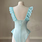 Vintage Alana Gale powder blue ruffle teddy bodysuit
