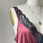 Vintage dusty rose satin dress + black lace bustier