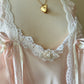 Vintage Dior Powder Pink Satin Robe featuring Brocade Lace Embroidery Sleeves