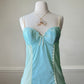 Vintage embroidered mesh cami with blue satin bust